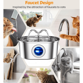 3.2L Cowhorn Model Pet Water Dispenser - Stainless Steel Automatic Water Fountain With 4 Replaceable Filters (Option: 3.2L)